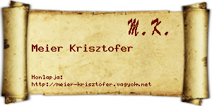 Meier Krisztofer névjegykártya